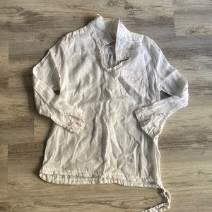 Brochure Walker White Linen Shirt Top L
